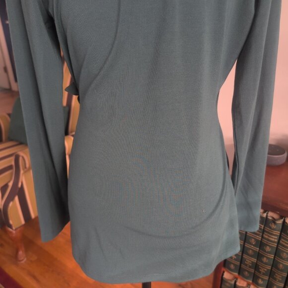 Betabrand Blouse Women’s Green Faux Wrap Long Sleeve Top Stretch V Neck NWOT Sz - Picture 8 of 10